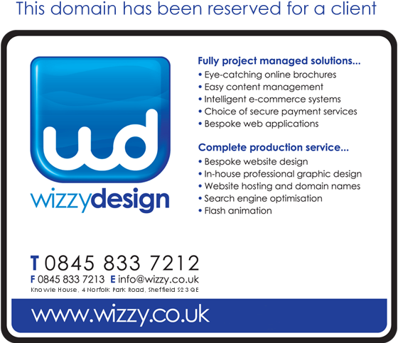 This domain has been registered for a client of Wizzy Design Ltd.